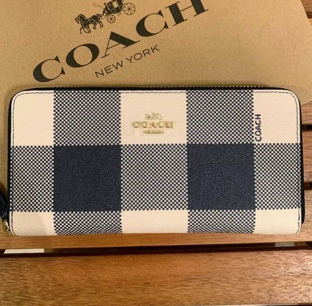 【新品未使用♪大特価♪正規品♪】COACH長財布♪大人気ネイビー×オシャレな織り柄♪