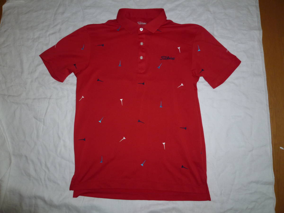 ＵＳＥＤ　タイトリスト　半袖ドライポロシャツ　赤レッド　　Ｌ　TSMC1813