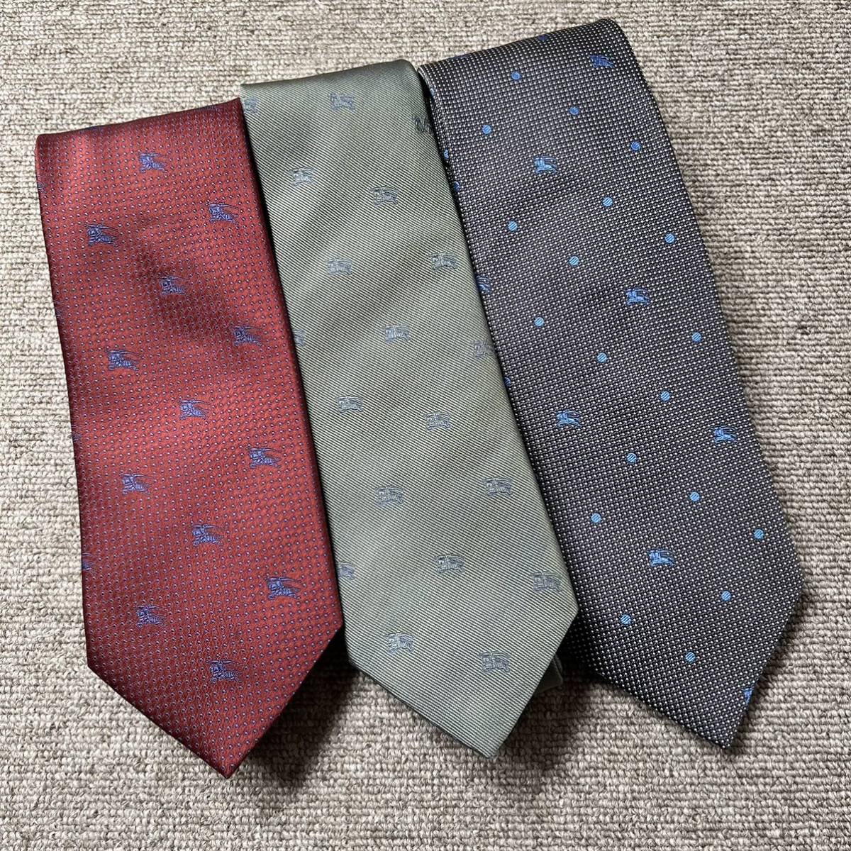 中古美品 BURBERRY LONDON/バーバリー ネクタイ 3本まとめセット 