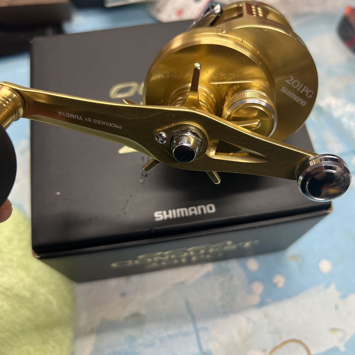 シマノ オシアコンクエスト201PG左ハンドル 夢屋バランスハンドル付き