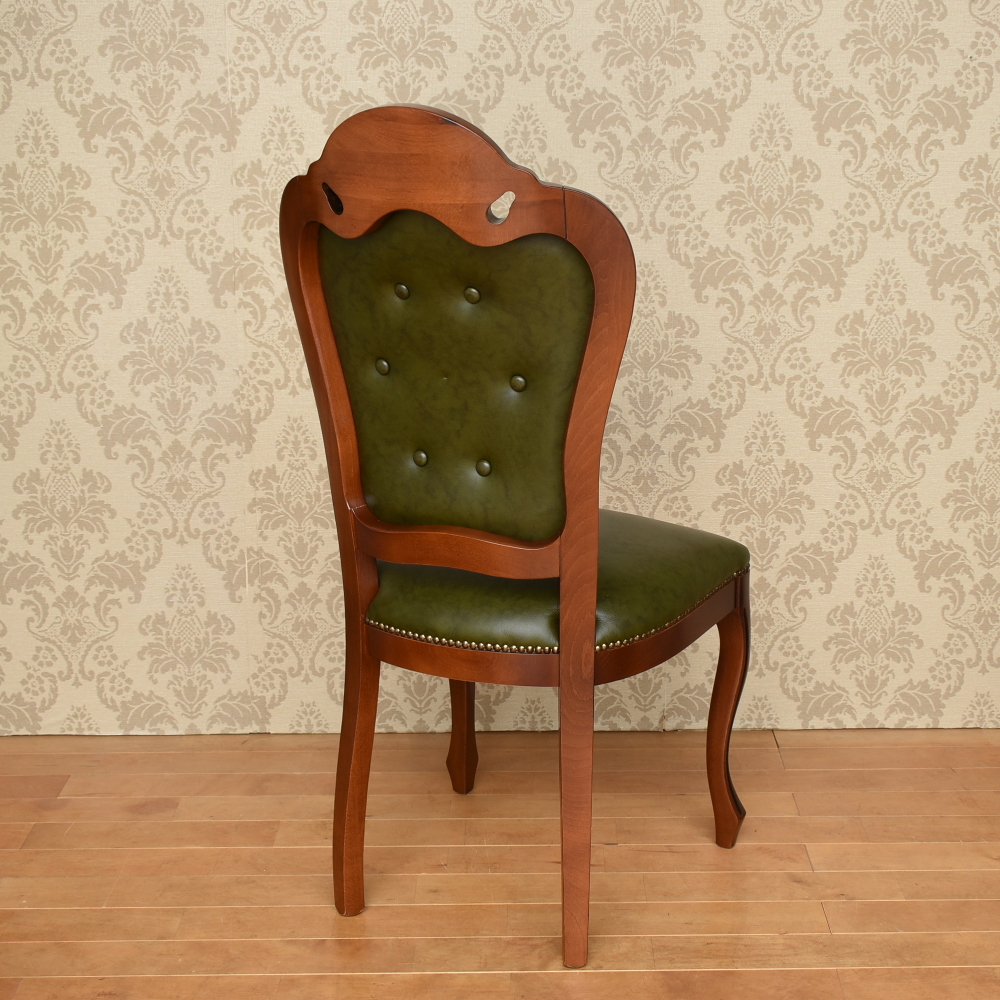 vintage チェア 訳あり ダイニングチェア イタリア製 本革 グリーン 椅子 イタリア