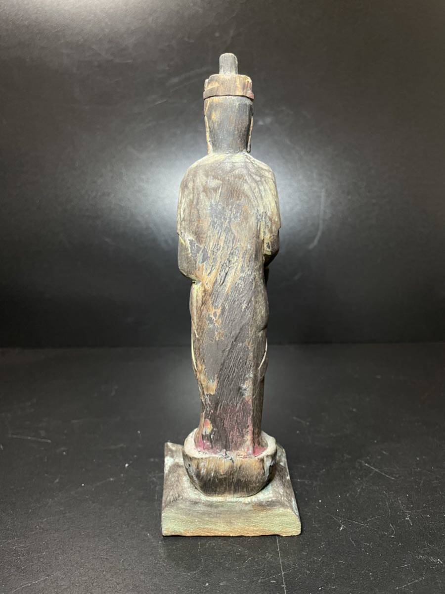 仏教美術 木彫 仏像 本時代 鍍金 彩色仏像 時代物 彩色木彫 立像 立佛