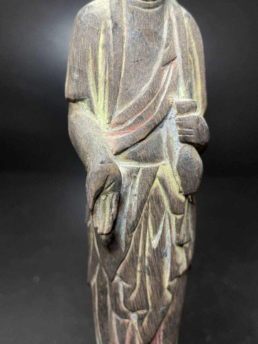 仏教美術 木彫 仏像 本時代 鍍金 彩色仏像 時代物 彩色木彫 立像 立佛