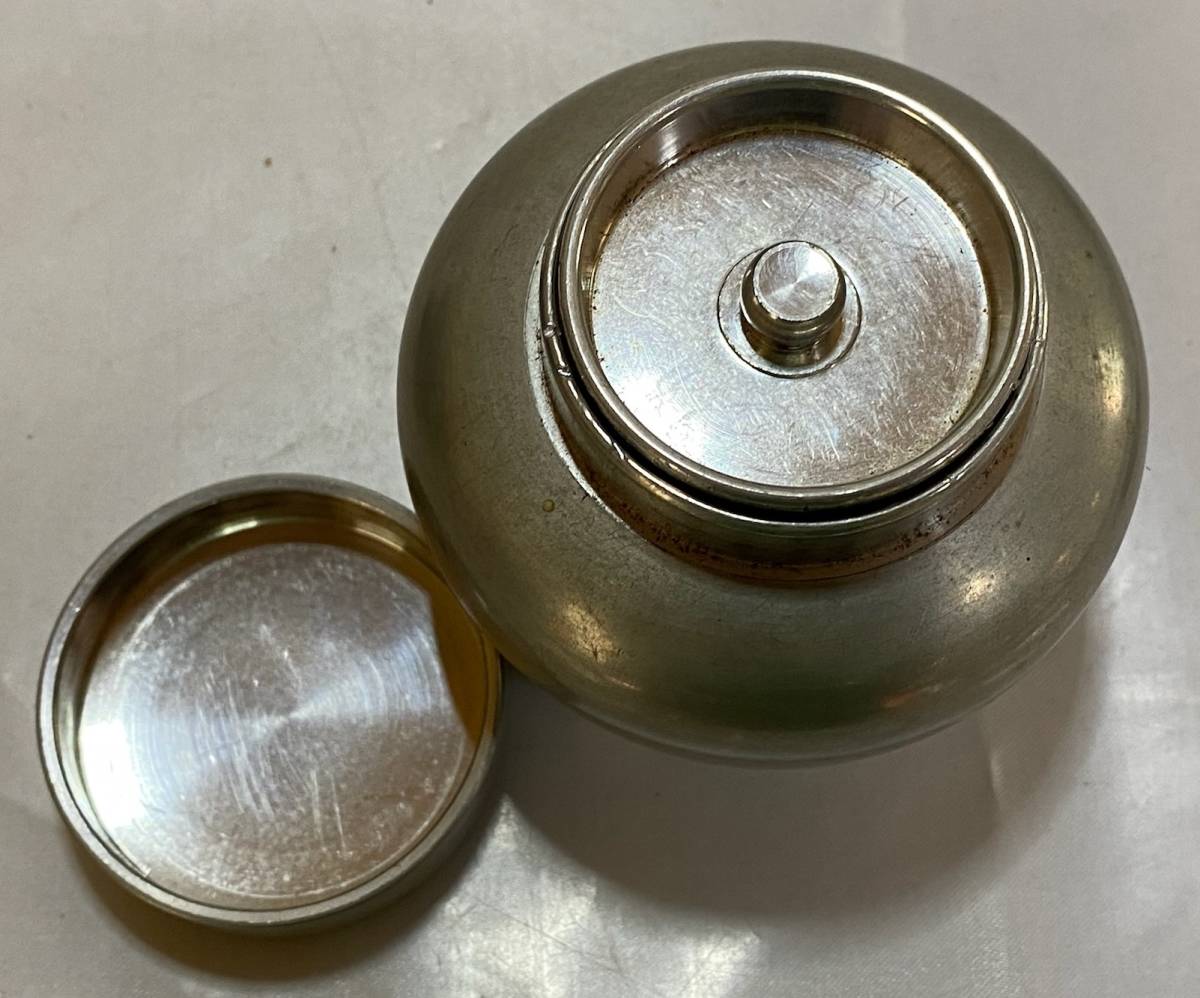 茶道具 その5 錫製 茶入 乾茂號造 検；古錫 骨董 アンティーク 旧家 