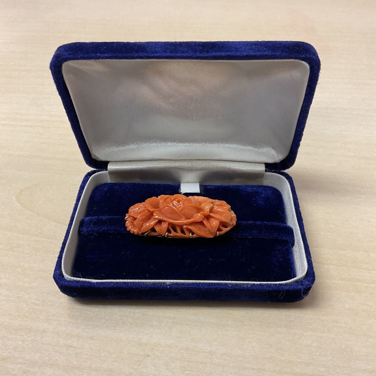 日本の作品昭和レトロ デザイン ヴィンテージ K18 KM12G60 珊瑚 帯留