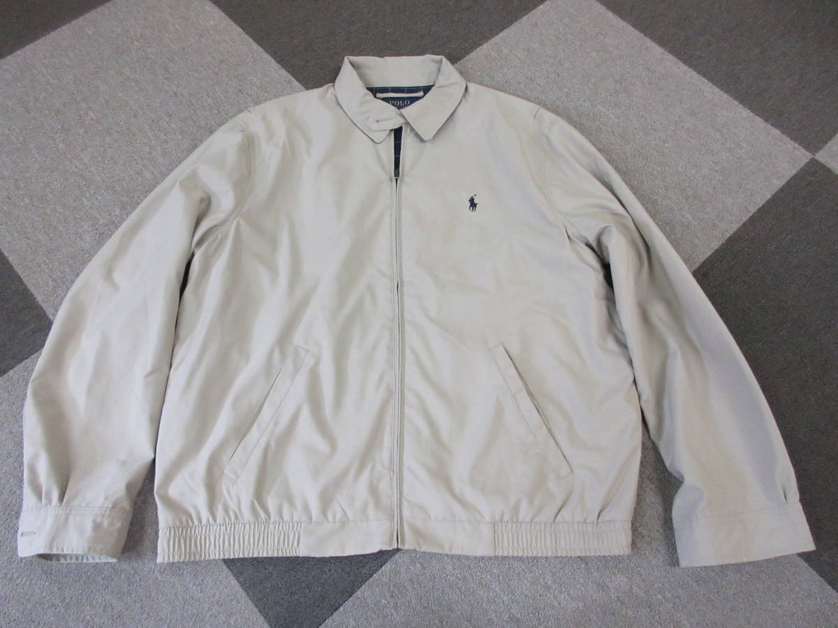 Ralph Lauren スイングトップ Lサイズ ベージュ ポリエステル ラルフローレン POLO RL ワンポイント ジャケット ブルゾン ドリズラー
