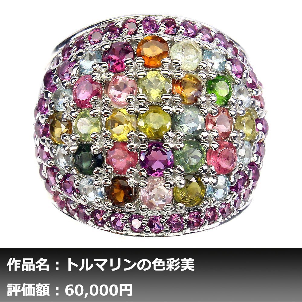 【1円新品】イケゾエガレ｜7.00ct 天然トルマリン&アクアマリン&ガーネット K14WG仕上リング 18号｜作家モノ｜本物保証｜NGL鑑別対応