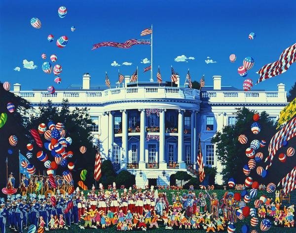 真作】【WISH】ヒロ・ヤマガタ「THE WHITE HOUSE DAY」シルク