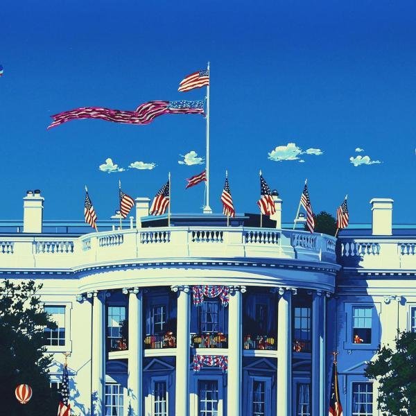 真作】【WISH】ヒロ・ヤマガタ「THE WHITE HOUSE DAY」シルク