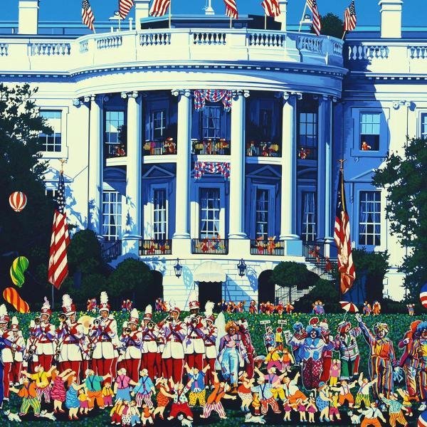 真作】【WISH】ヒロ・ヤマガタ「THE WHITE HOUSE DAY」シルク