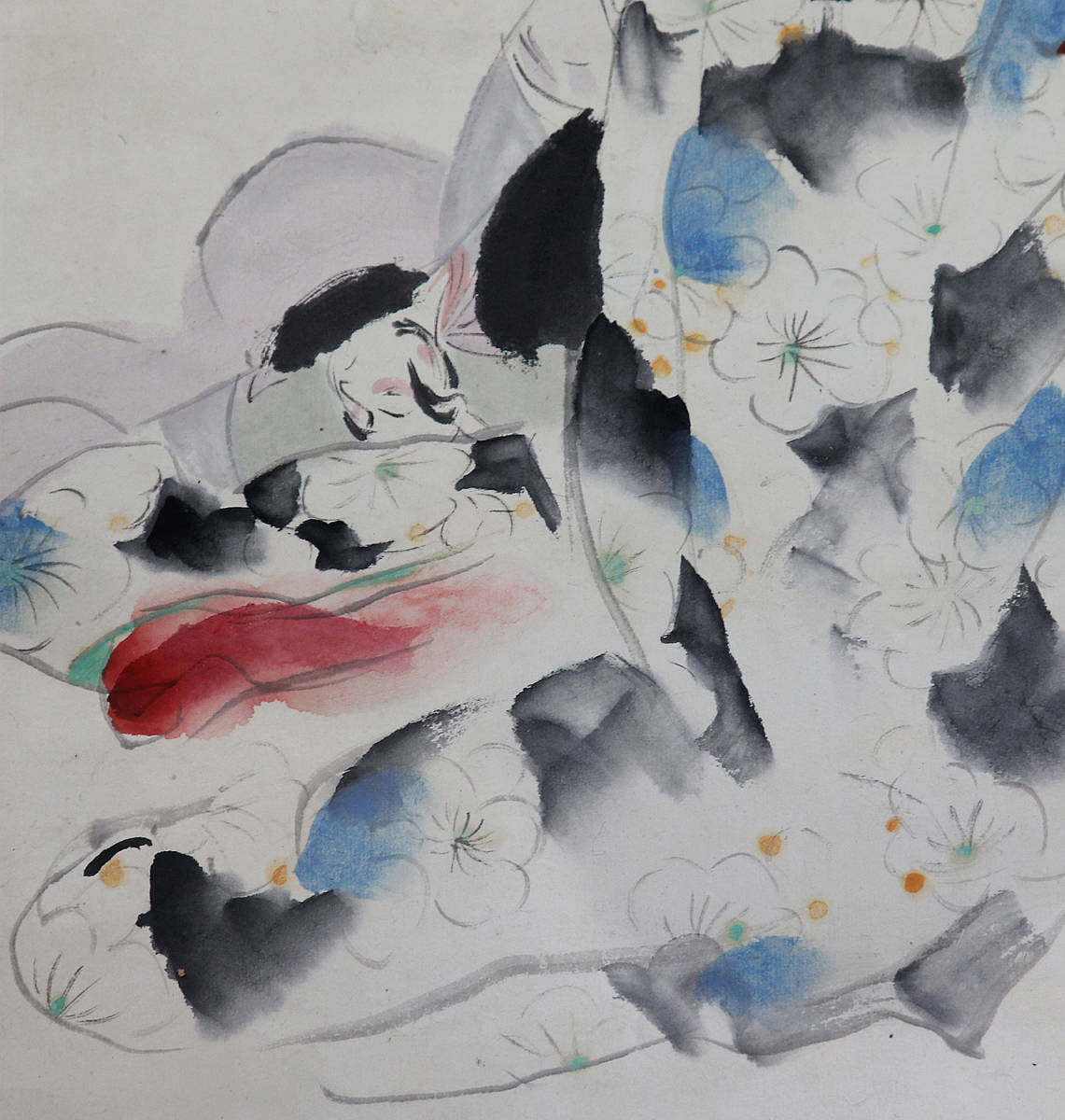 真作伊東深水 肉筆 最高軸先 美人画 共箱 本物保証 塗り二重箱入 真