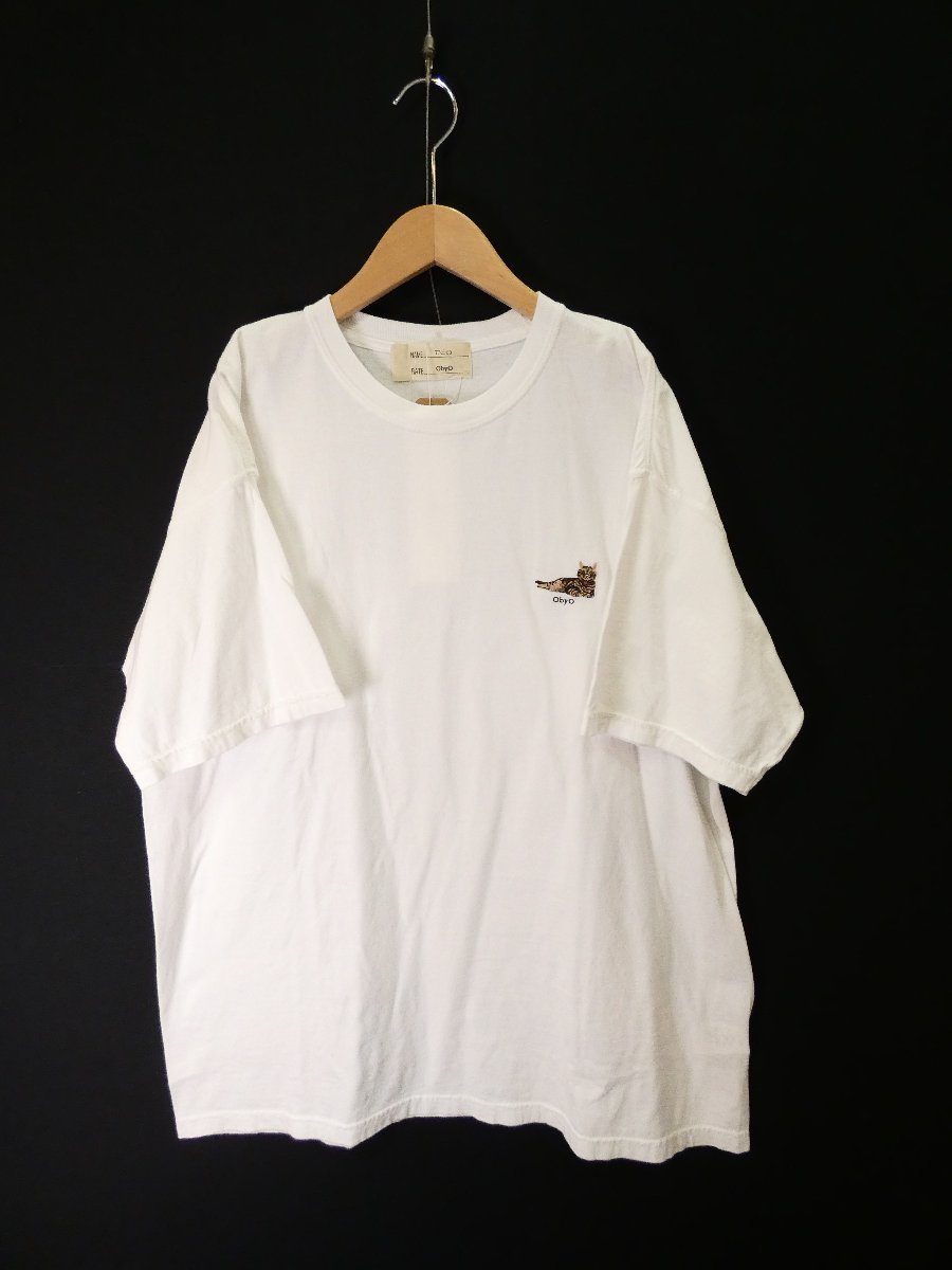 ナナナサーカ 77circa（obyo）猫刺繍 オーバーシルエット 半袖Tシャツ 