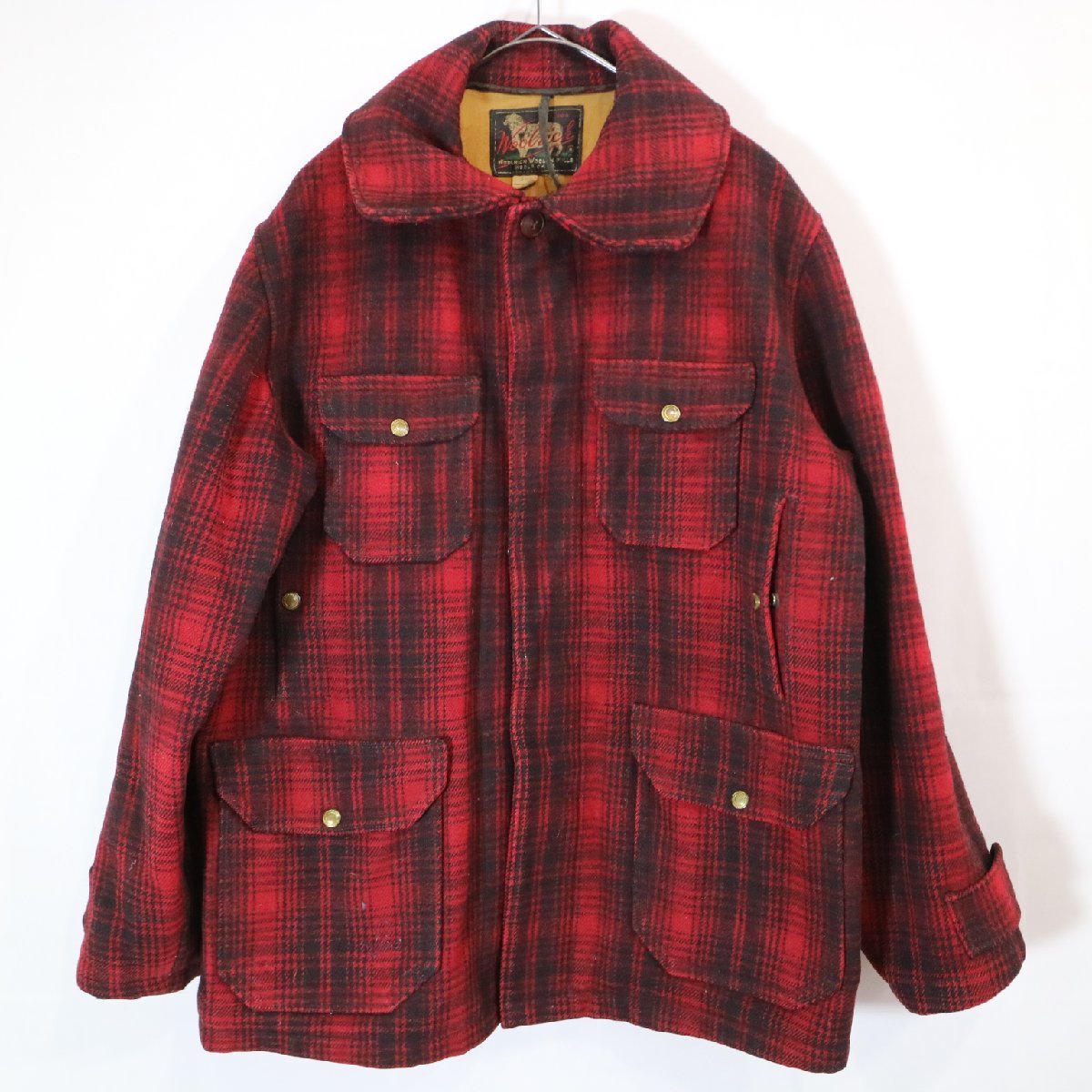 50年代 Woolrich ウールリッチ マッキーノジャケット ウール カバーオールジャケット ヴィンテージ 赤 ( メンズ 42 ) 中古 古着 M6728