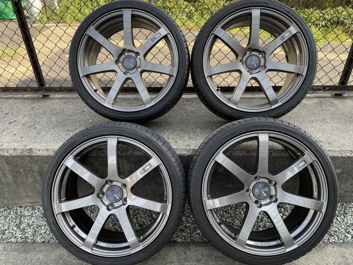 美品 ガリ傷無 ENKEI エンケイ PF07 19インチ 235/35R19 タイヤ 9部山 