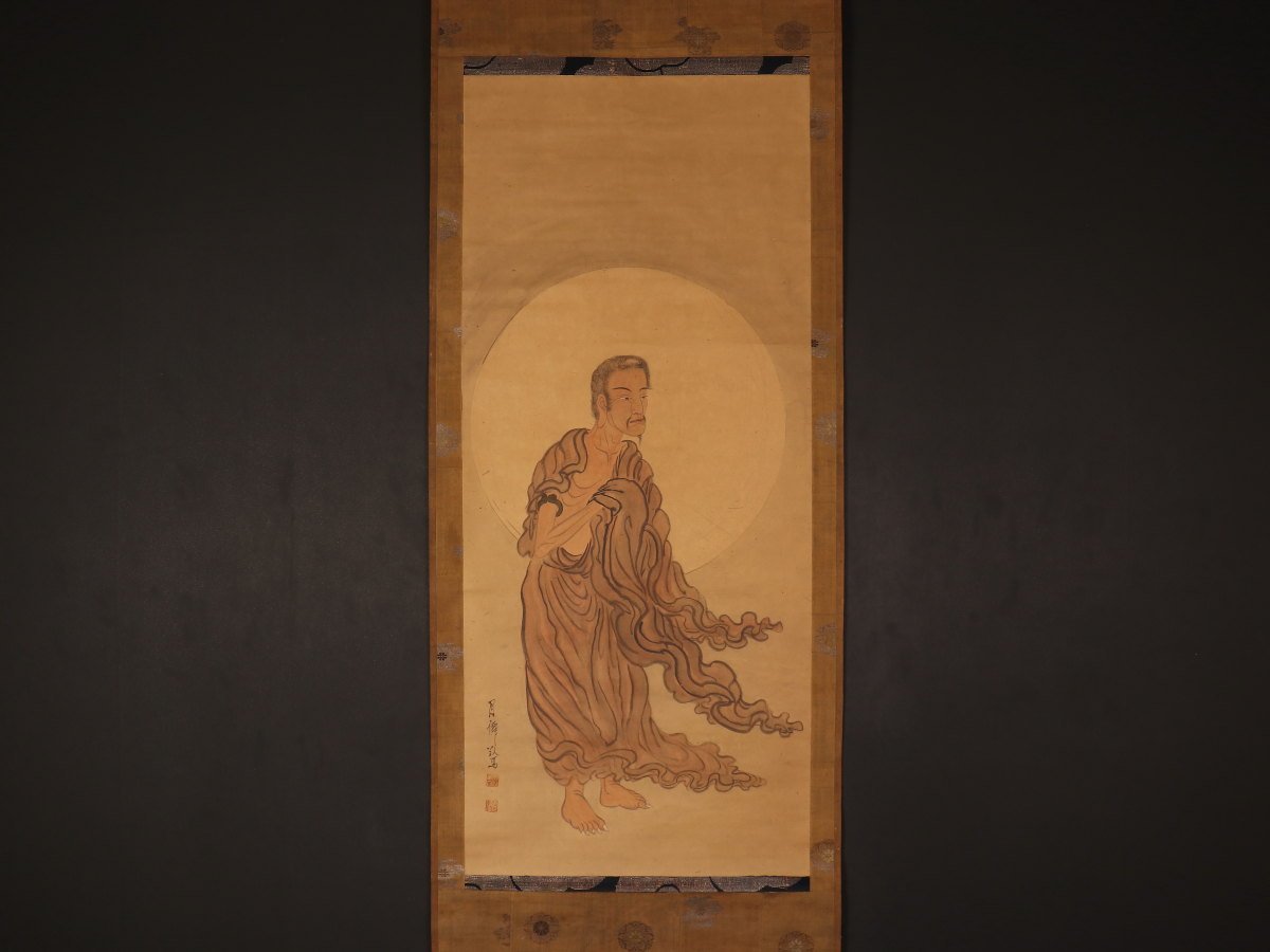 【模写】【1円開始】【伝来】ek3185〈月僊〉仏画 出山釈迦図 画僧 浄土宗 江戸時代後期 中国画