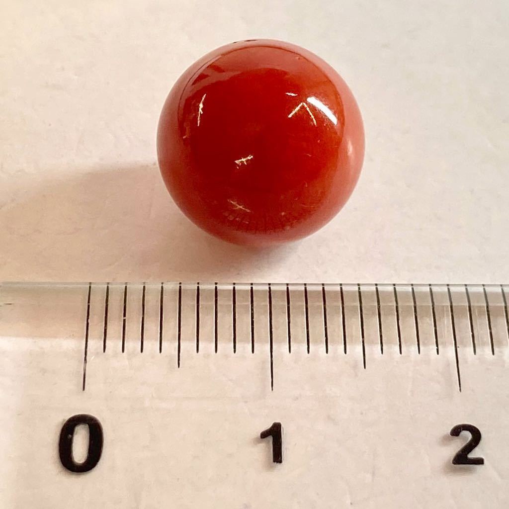 ［天然本珊瑚2.3g］m 11.5ct 11.7×11.7mm ルース 裸石 宝石 coral コーラル さんご 丸珠 片穴 ①