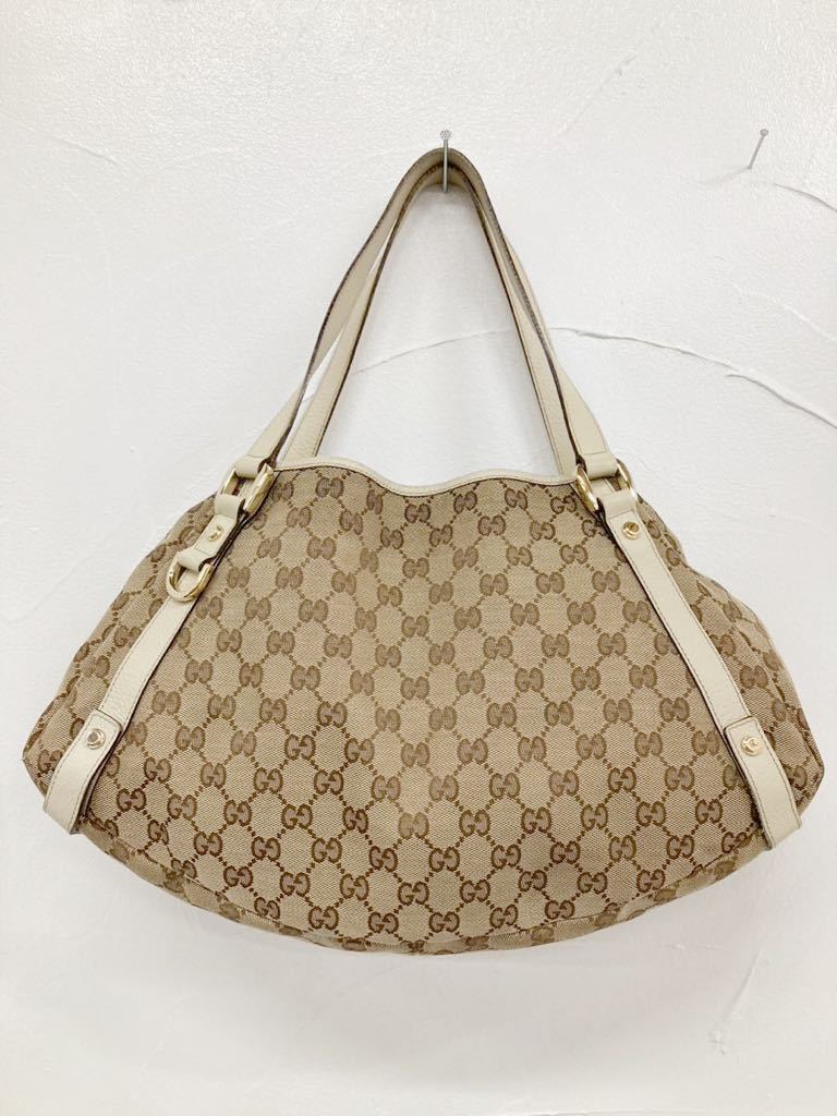 グッチ GUCCI GGキャンバス トートバッグ レディース ブラウン ブラック GG バッグ ハンドバッグ レザー 大容量 美品級 希少 レザートートバッグ (グッチ)