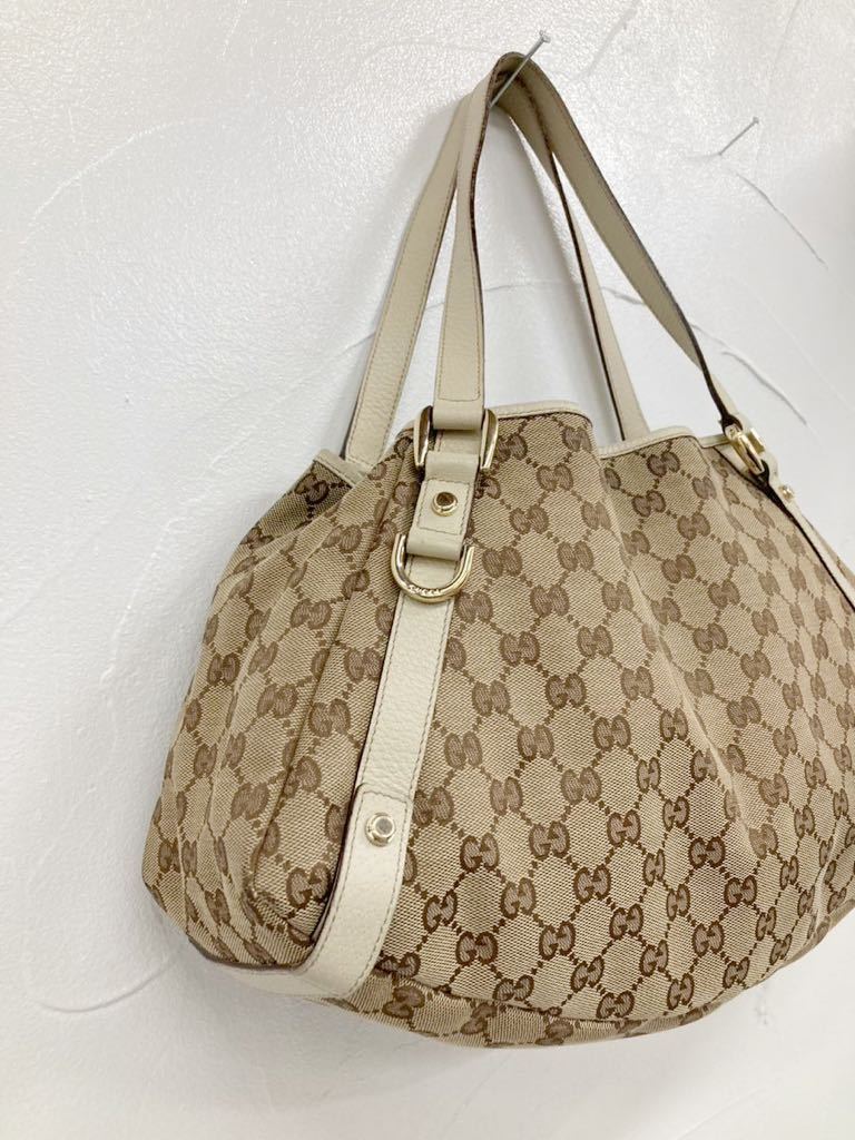グッチ GUCCI GGキャンバス トートバッグ レディース ブラウン ブラック GG バッグ ハンドバッグ レザー 大容量 美品級 希少 レザートートバッグ (グッチ)