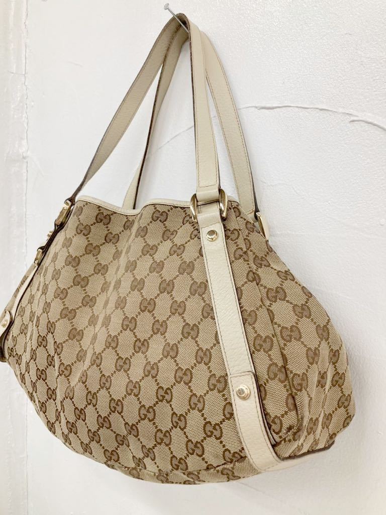 グッチ GUCCI GGキャンバス トートバッグ レディース ブラウン ブラック GG バッグ ハンドバッグ レザー 大容量 美品級 希少 レザートートバッグ (グッチ)
