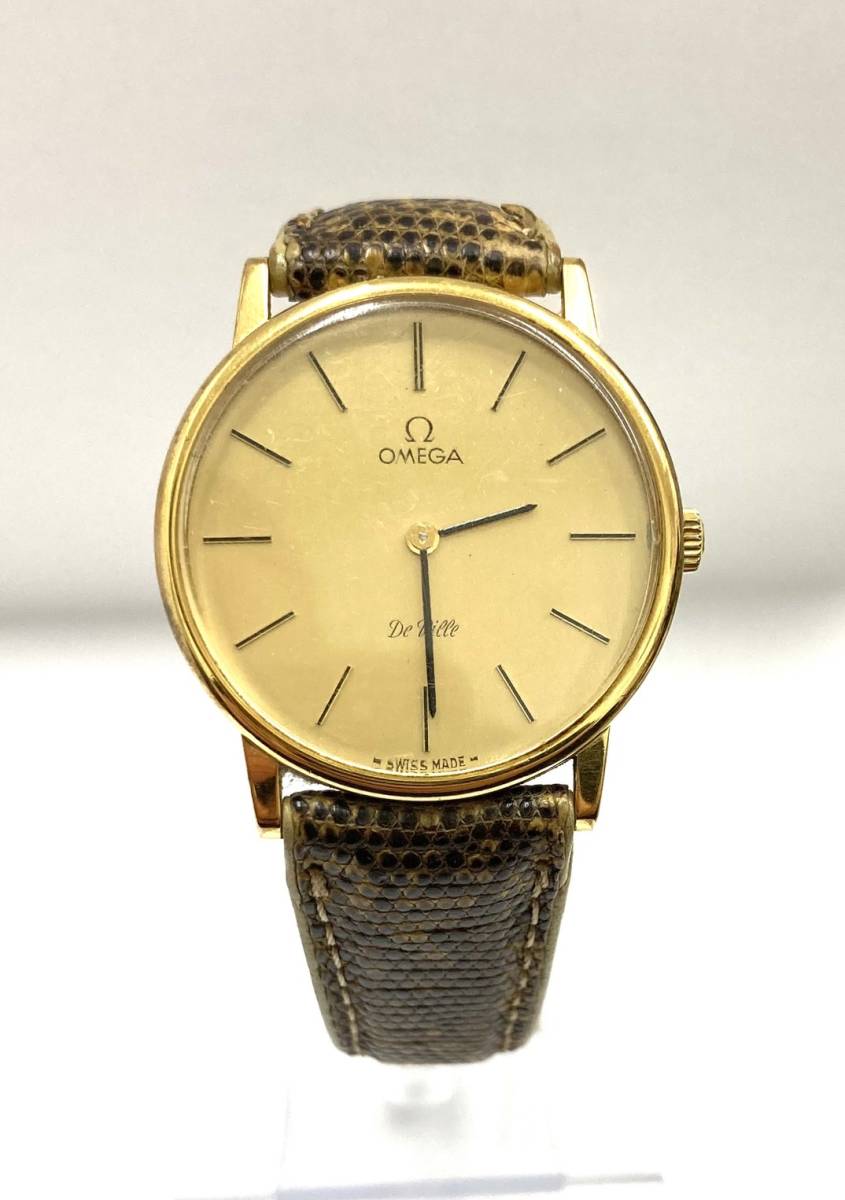 〈時計〉OMEGA オメガ　Devilleゴールド文字盤　二針　メンズ 手巻き　腕時計【中古/現状品/作動品】001177-③
