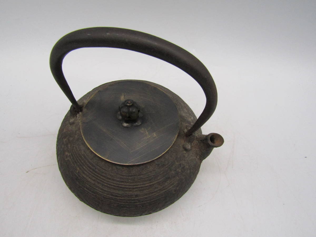 鉄瓶 古作 算盤形 龍文堂造 煎茶道具 (亀文堂 金寿堂 龍文堂