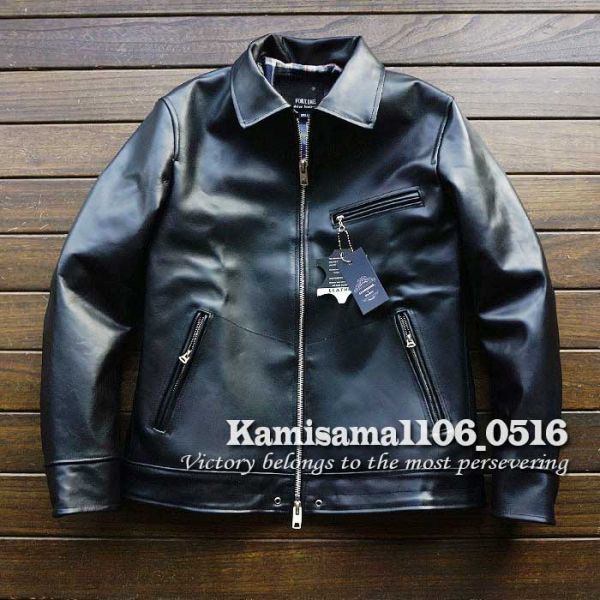 フランス GABRIEL 最高峰 ホースハイド 復刻 30'sスタイル シングルライダース レザージャケット 馬革/L/※2266