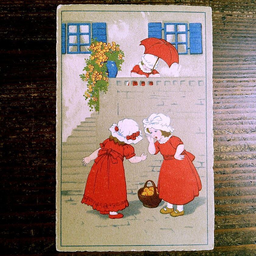 子供 花(S)A84◆少女 アンティーク ポストカード フランス ドイツ スイス イタリア イギリス ビンテージ 絵葉書