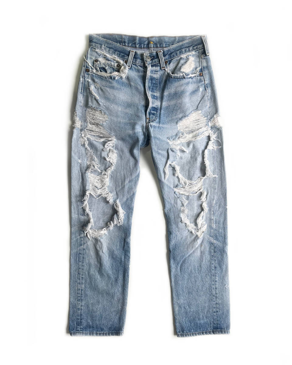 【大得価，100%新品】 USA製 90's Levi's 501 デストロイ ジーンズ W30 ボロ 66 シングル 前期 リーバイス USA ヴィンテージ ビンテージ 50s 60's 60s 70s(W30)｜売買されたオークション情報、yahooの商品情報をアーカ W30