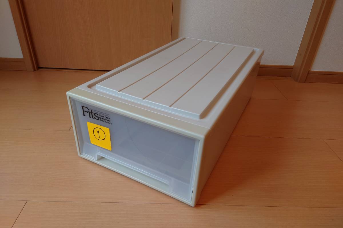 中古 送料無料 フィッツケース ロング 幅39×奥行74×高さ23cm 2個セット(1&2) カプチーノ 天馬 衣装ケース 押入れ収納