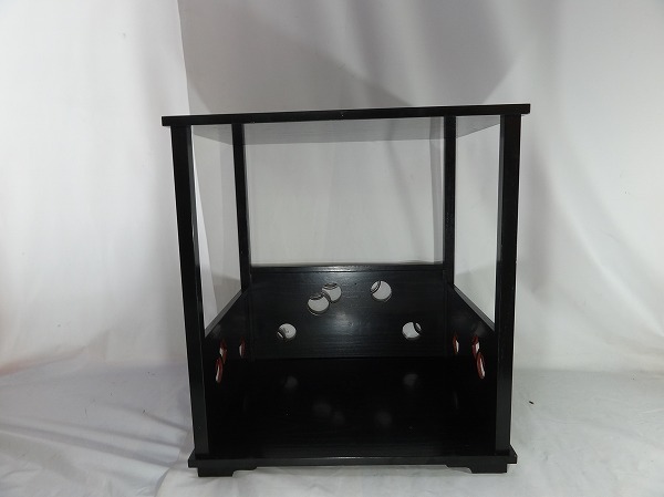 10We/Eea1-1 木製漆器 青漆爪紅 円能斎好 つぼつぼ棚 組立式 茶道具