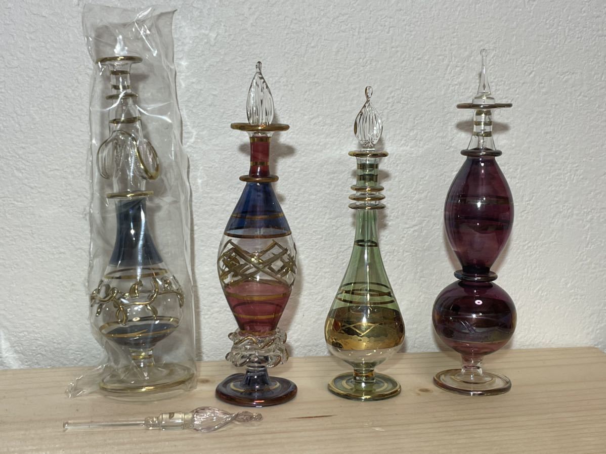 エジプト　香水瓶　ガラスボトル　ガラス工芸　アートグラス　合計9本セット　未使用 ブティック商品 エジプト 香水瓶 ガラスボトル ガラス工芸 アート