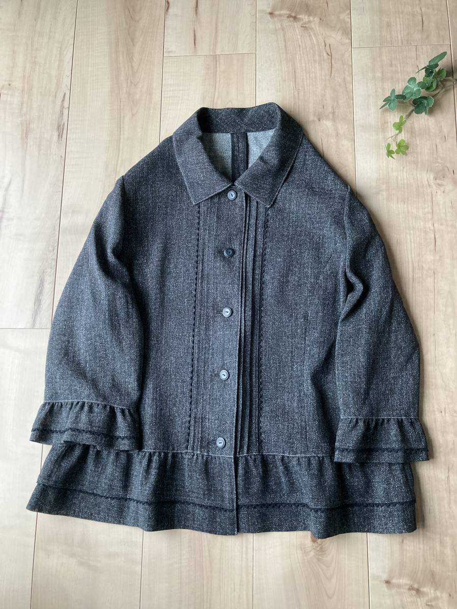 ②☆レリアンLeilian☆レースラインソフトジャケットBk大きいサイズ13+