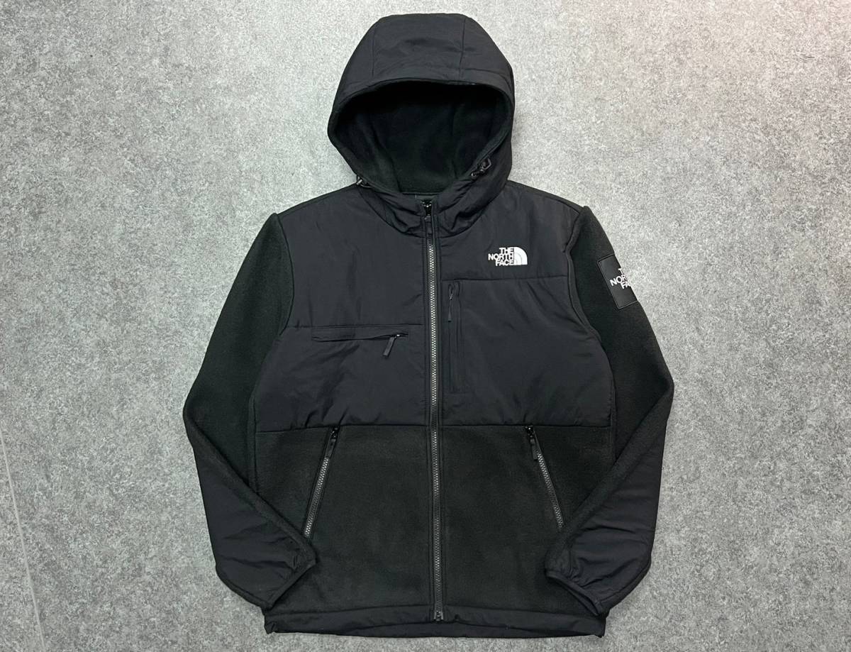 Wh976 美品 正規品 ザノースフェイス デナリフーディー ジップアップ パーカー プリマロフト ロゴ刺繍 黒 メンズ NA72052