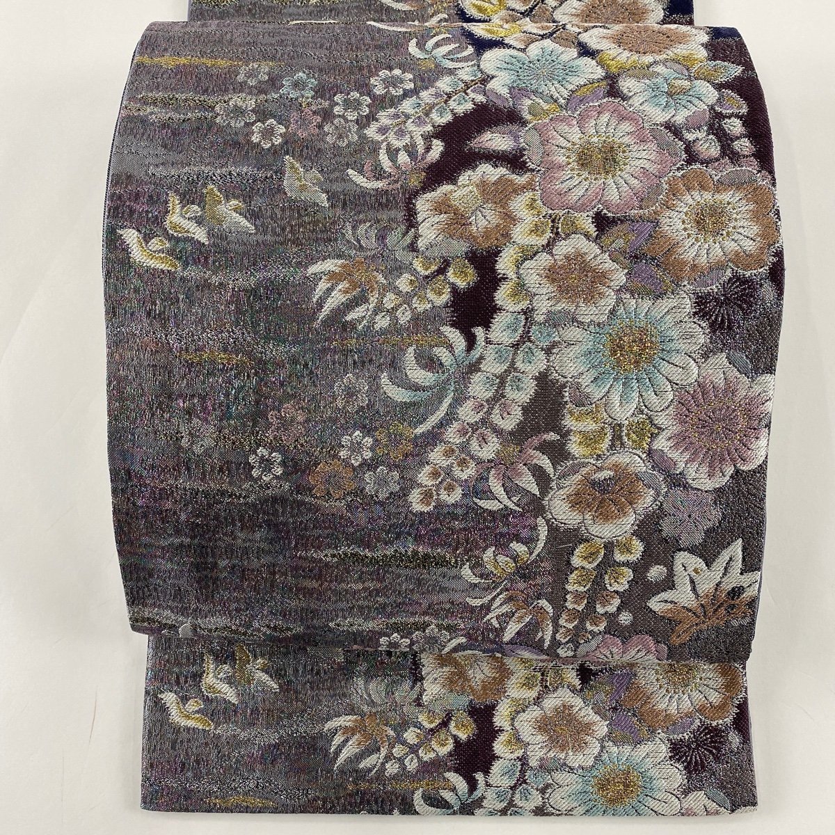 袋帯 美品 名品 やまと 辻が花柄 金銀糸 箔 薄紫 六通 正絹 【中古】