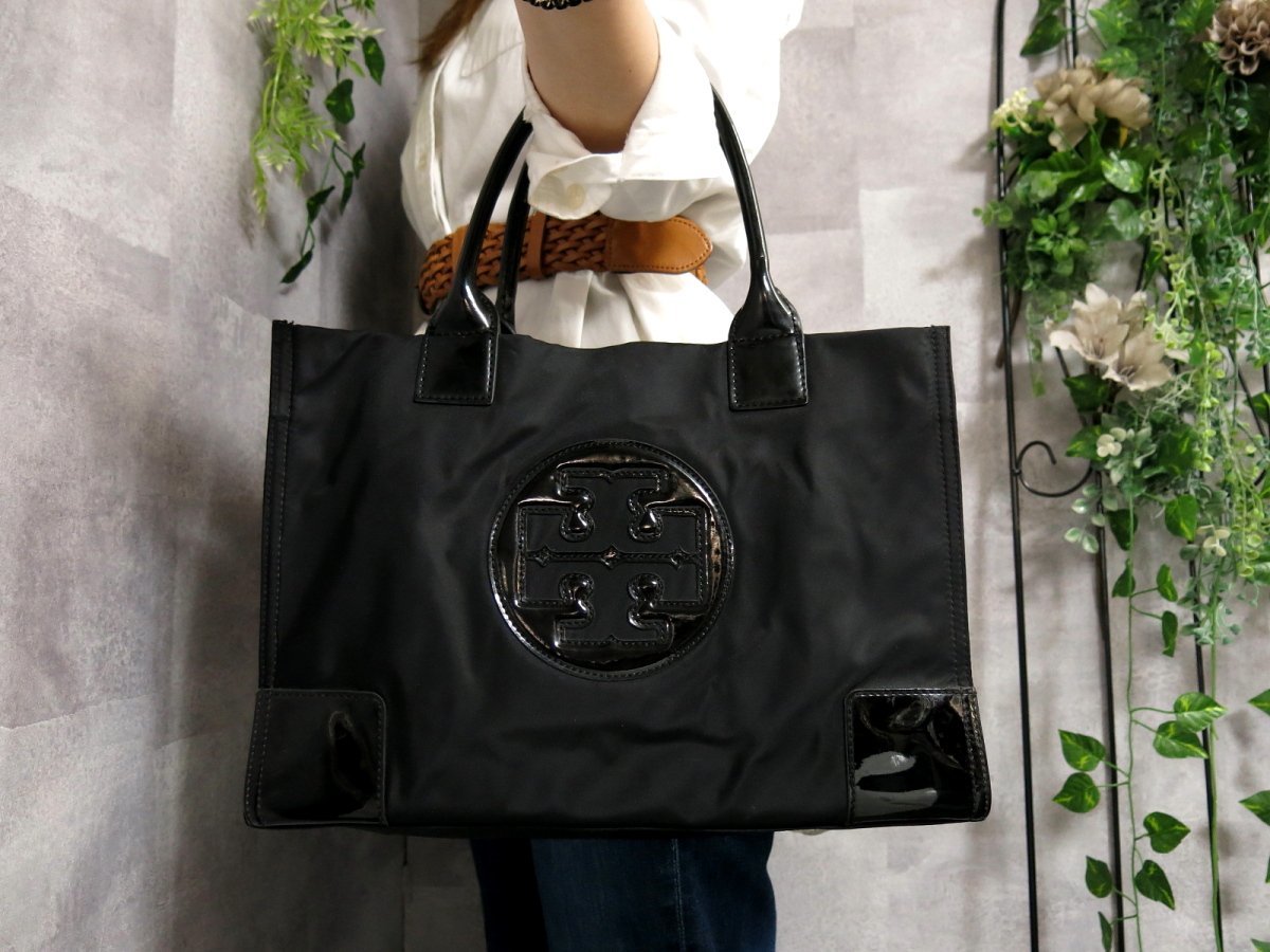 ○超美品○TORY BURCH トリーバーチ○エラ○ナイロン エナメル レザー