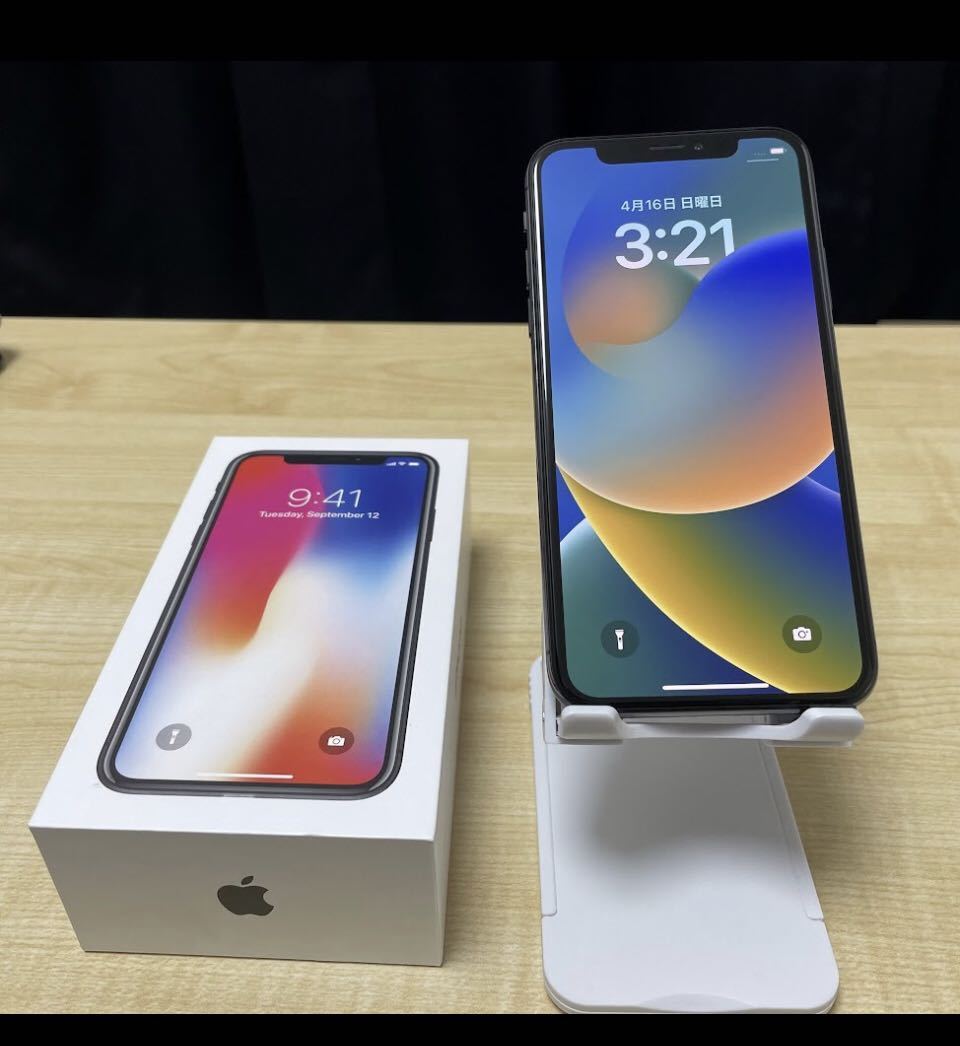 【美品】apple iPhone X 256GB SIMフリー スペースグレイ スペースグレイ MQC12 J/A 付属品完備 送料無料