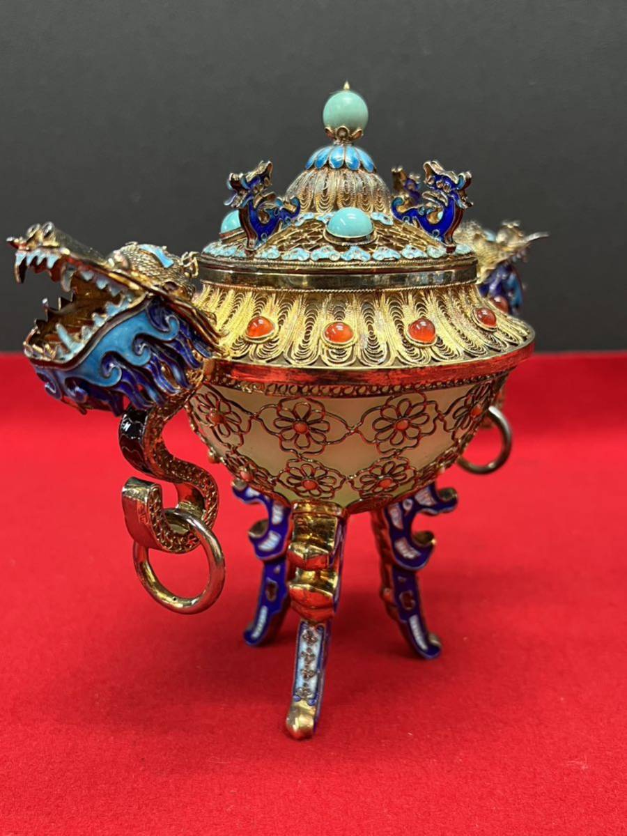 DT718 中国 七宝 香炉 六件 まとめて 中国美術 七宝焼 七宝 香炉 工芸