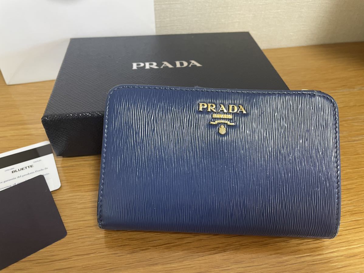 PRADA 二つ折り財布 ネイビー PRADA プラダ 二つ折り財布 ヴィッテロ ムーヴ ミニ財布 BLUETTE