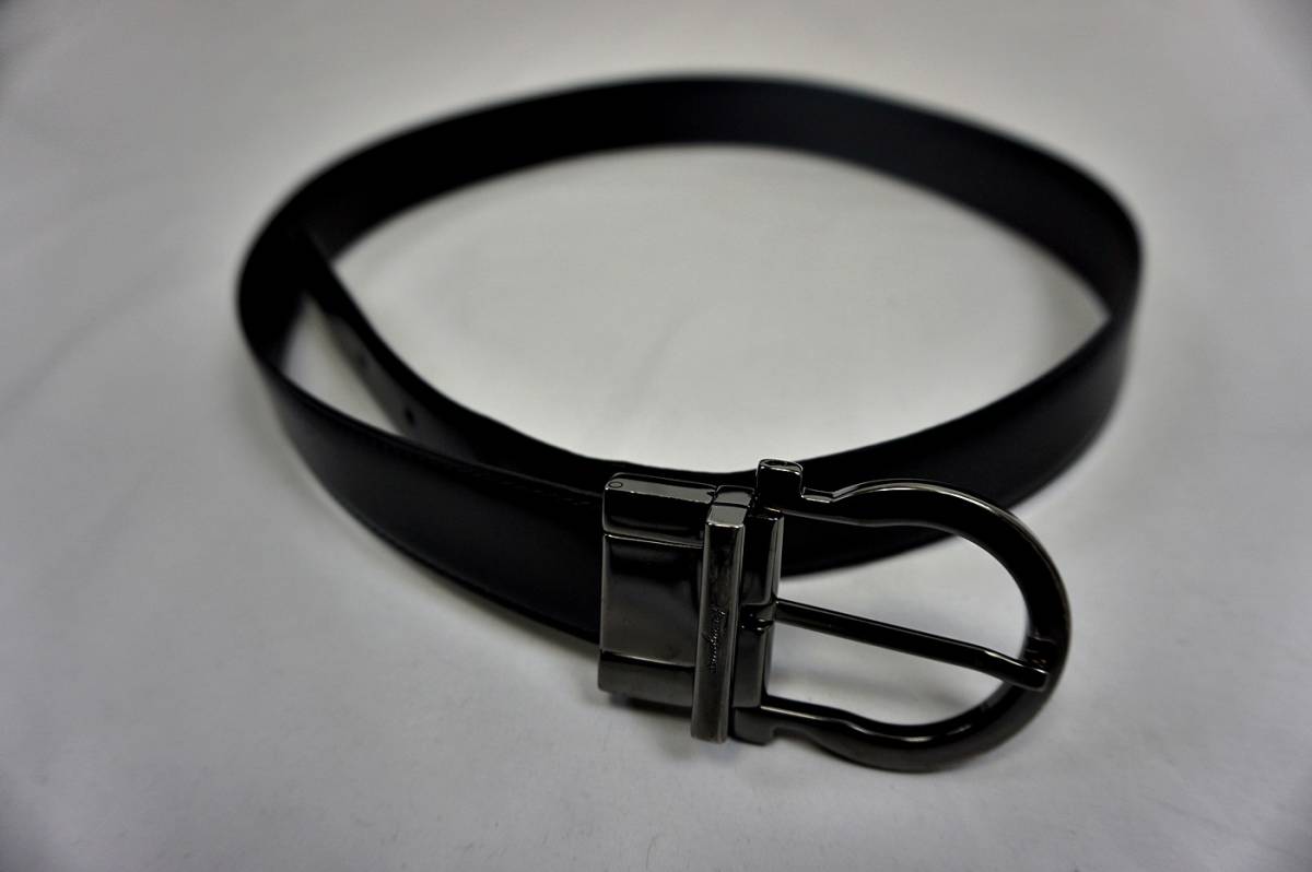 G422 イタリア製 Ferragamo フェラガモ 本革ベルト ブラック メンズ
