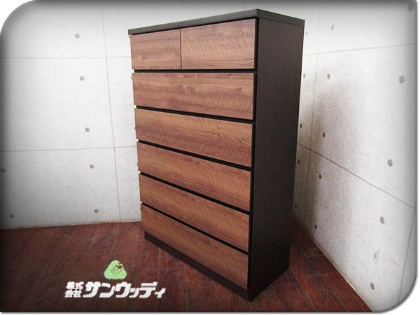 6段タンス バンビ サンウッディ 展示品 SUNWOODY/サンウッディ 高級 バンビ BR 北欧モダン 6段チェスト