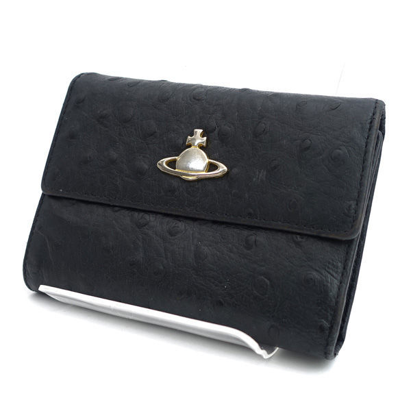 ☆ ヴィヴィアンウエストウッド 三つ折り財布 オーブ オーストリッチ型