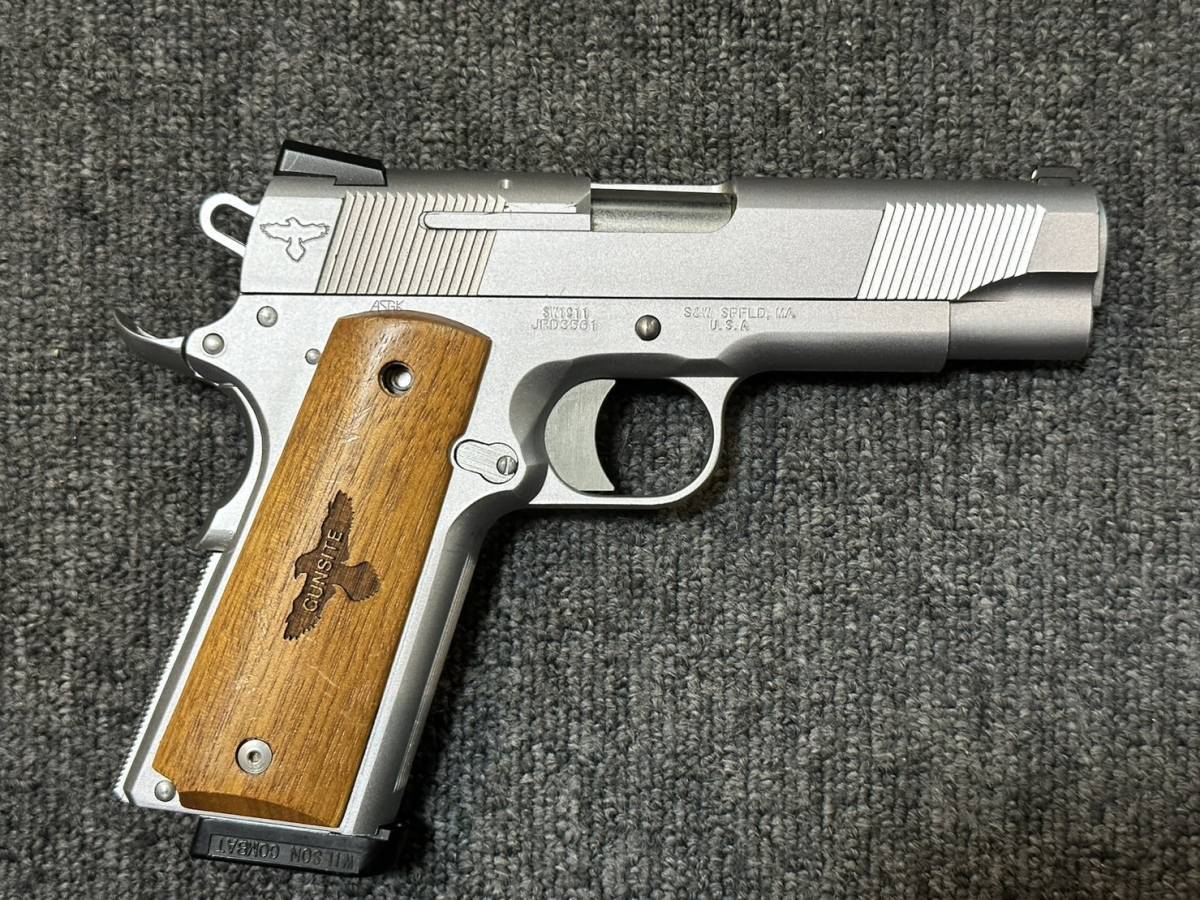 木グリ 付 WA S&W SW1911PD GUNSITE シルバー ガスブローバック