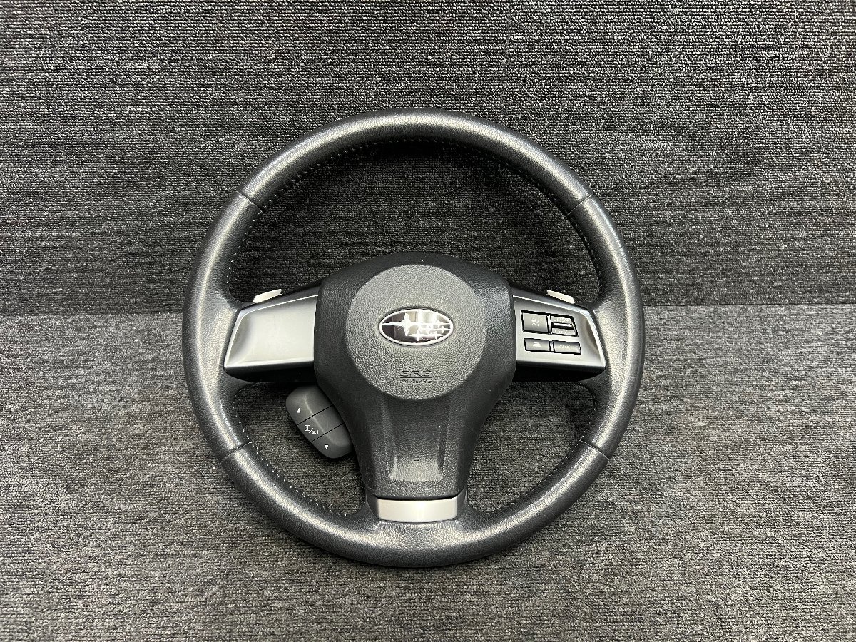 【9319】良品◎GP/GJ◆インプレッサ スポーツ/G4 純正 レザーステアリングハンドル パドルシフト + スイッチ付 GP2/3/6/7 GJ2/3/6/7