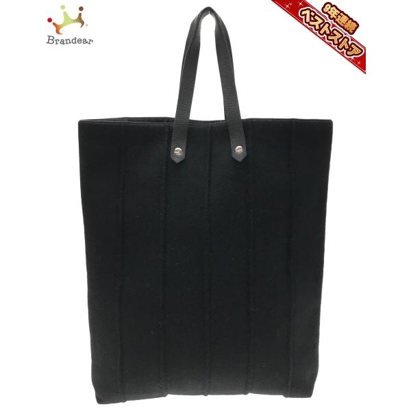 エルメス HERMES トートバッグ アメダバGM コットン×レザー 黒 バッグ
