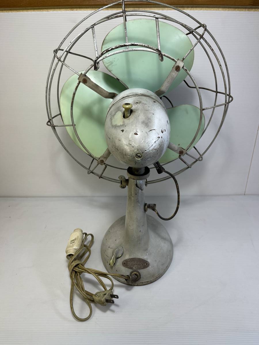 昭和レトロ 三菱 卓上 扇風機 ミントグリーン 3枚羽根 レバースイッチ  