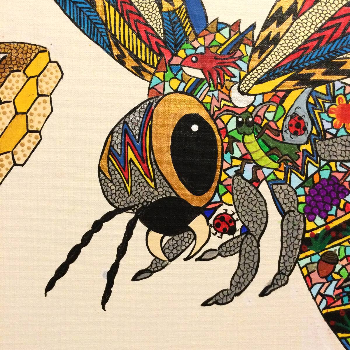 異色の天才画家◇ジミー大西◇蜜蜂(Bee)◇アクリル肉筆画（岡本太郎