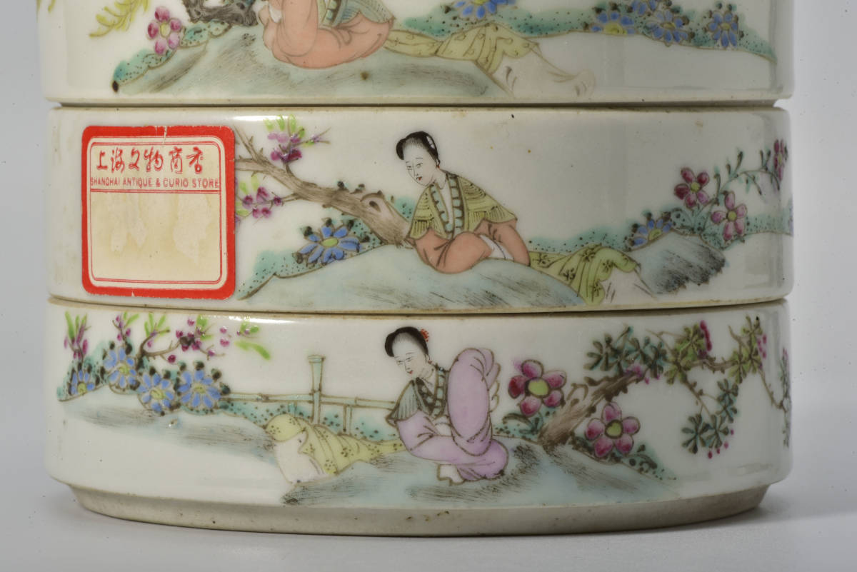 中国美術 古玩 大清同治年製 色絵粉彩人物図 風俗図 唐物 象双耳 細密