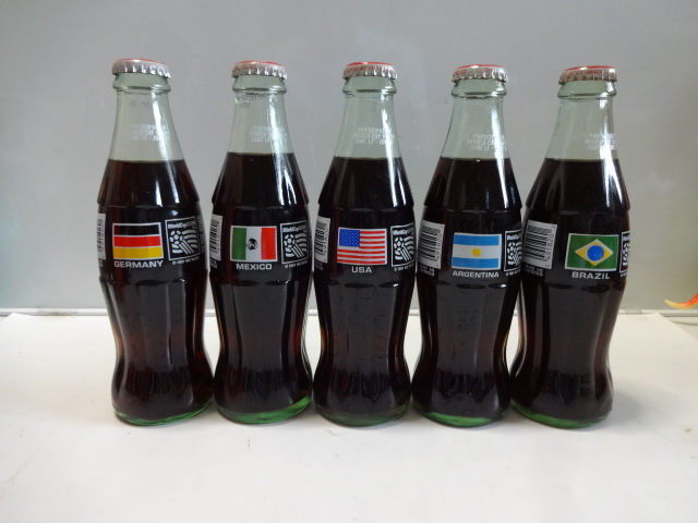コカコーラ　1991 サッカーアメリカワールドカップ　アメリカ ドイツ メキシコ ブラジル アルゼンチン 5本　未開封　当時物　