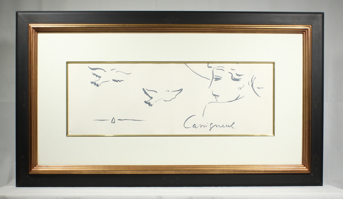 サイン入り　カシニョール　絵画　額 カシニョール（Cassigneul）のサイン入り絵画（リトグラフ？）(石版画