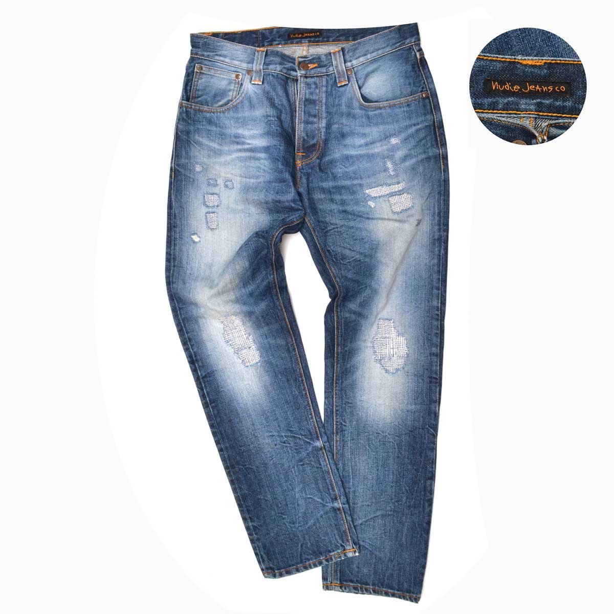 Nudie Jeans ヌーディージーンズ NJ3809 SHARP BENGT ダメージ加工デニムパンツ W32 メンズ M607421